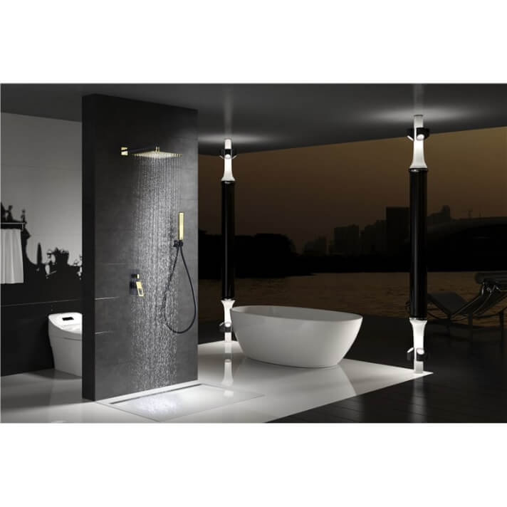 ENSEMBLE DE DOUCHE ENCASTRE NOIR DORE BRILLANT BDC032-6NGOLD