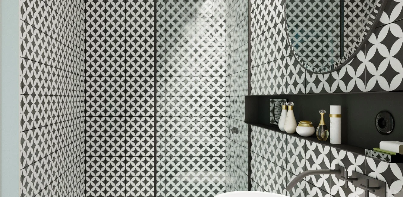 DECOR FLEUR NOIR D 20X20