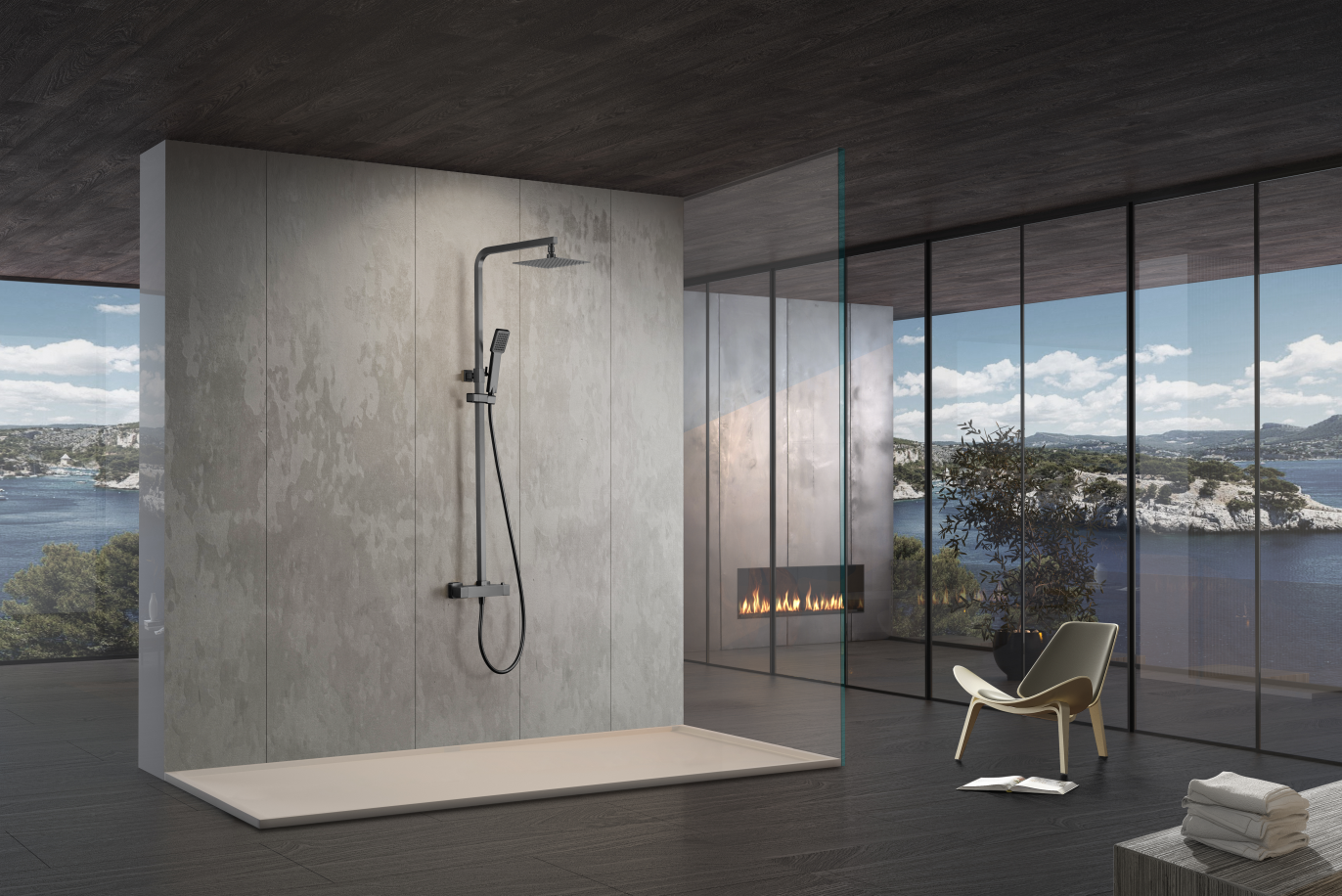 ENSEMBLE DE DOUCHE THERMOSTATIQUE BLACK GUN METAL BTV013/BGM