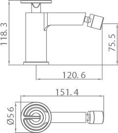 MITIGEUR DE BIDET MONOCOMMANDE OR BROSSE BDC033-2OC