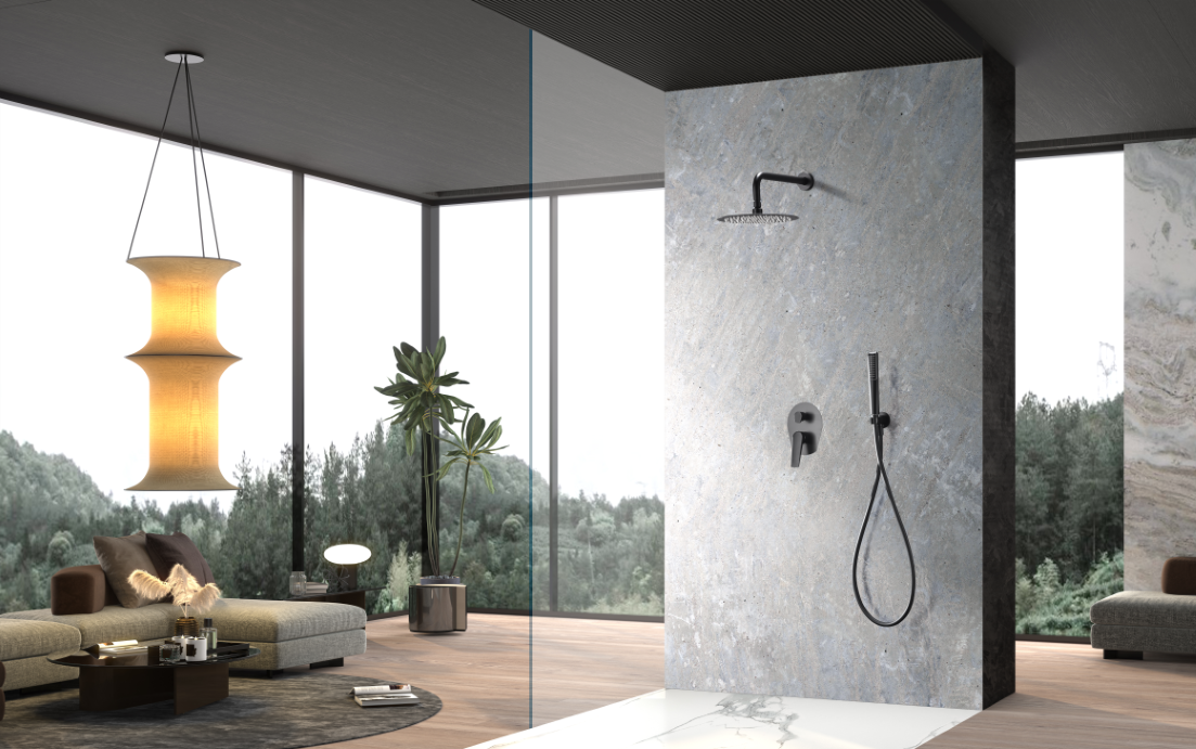 ENSEMBLE DE DOUCHE ENCASTRE NOIR MAT GPD055/NG