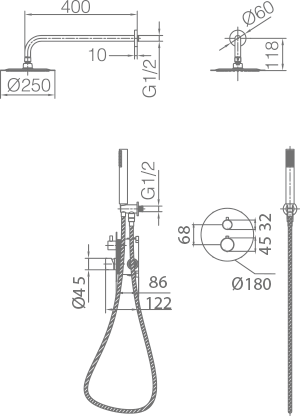ENSEMBLE DE DOUCHE THERMOSTATIQUE ENCASTRE OR ROSE BROSSE GTG053/ORC