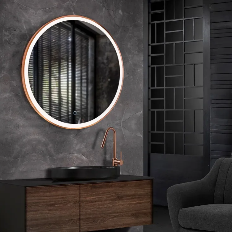 MIROIR PARIS ROND OR ROSE BROSSE