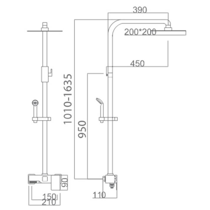 ENSEMBLE DE DOUCHE CHROME BDO020