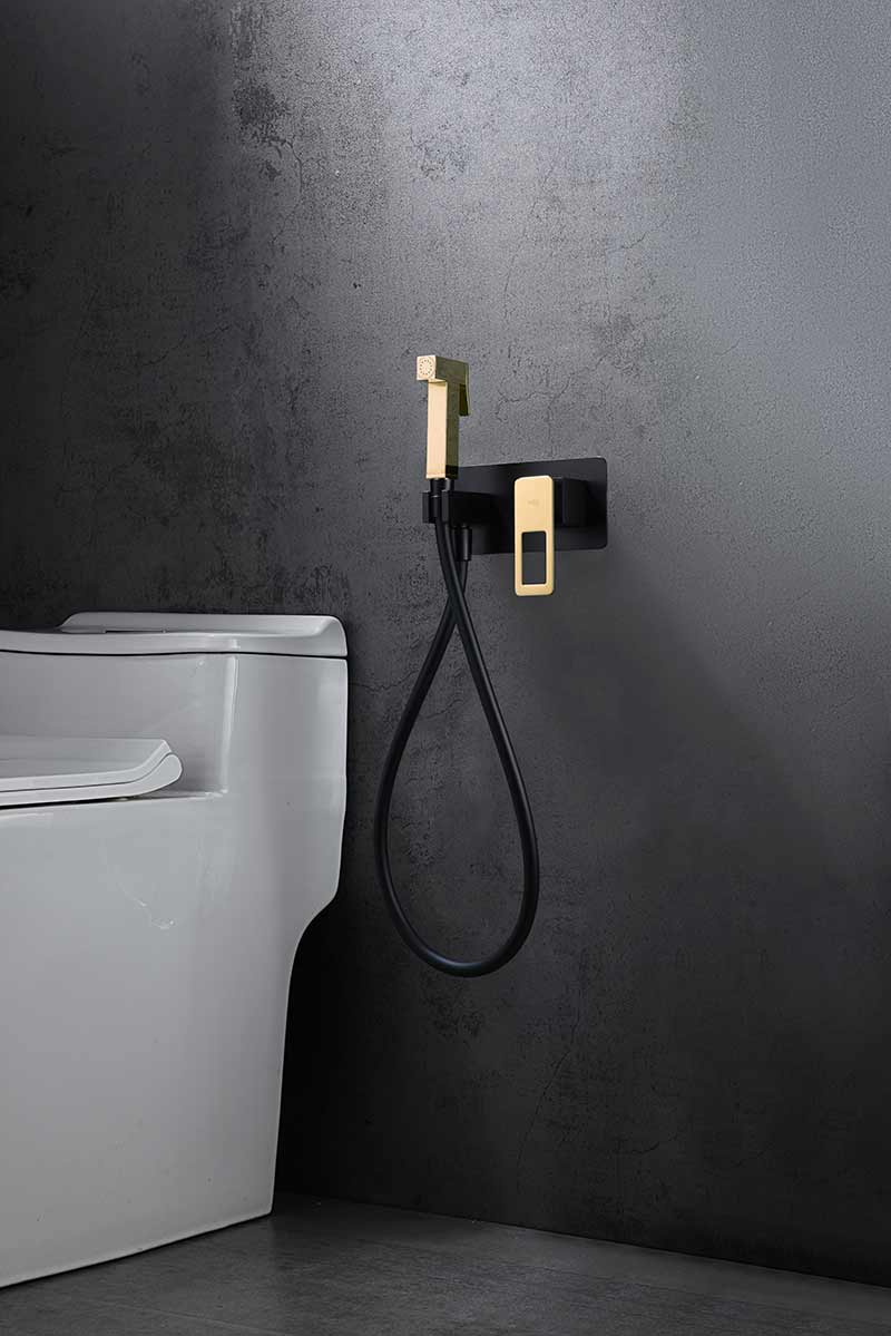 MITIGEUR ENCASTRE POUR BIDET NOIR MAT / DORE BRILLANT BDC032-5NGOLD