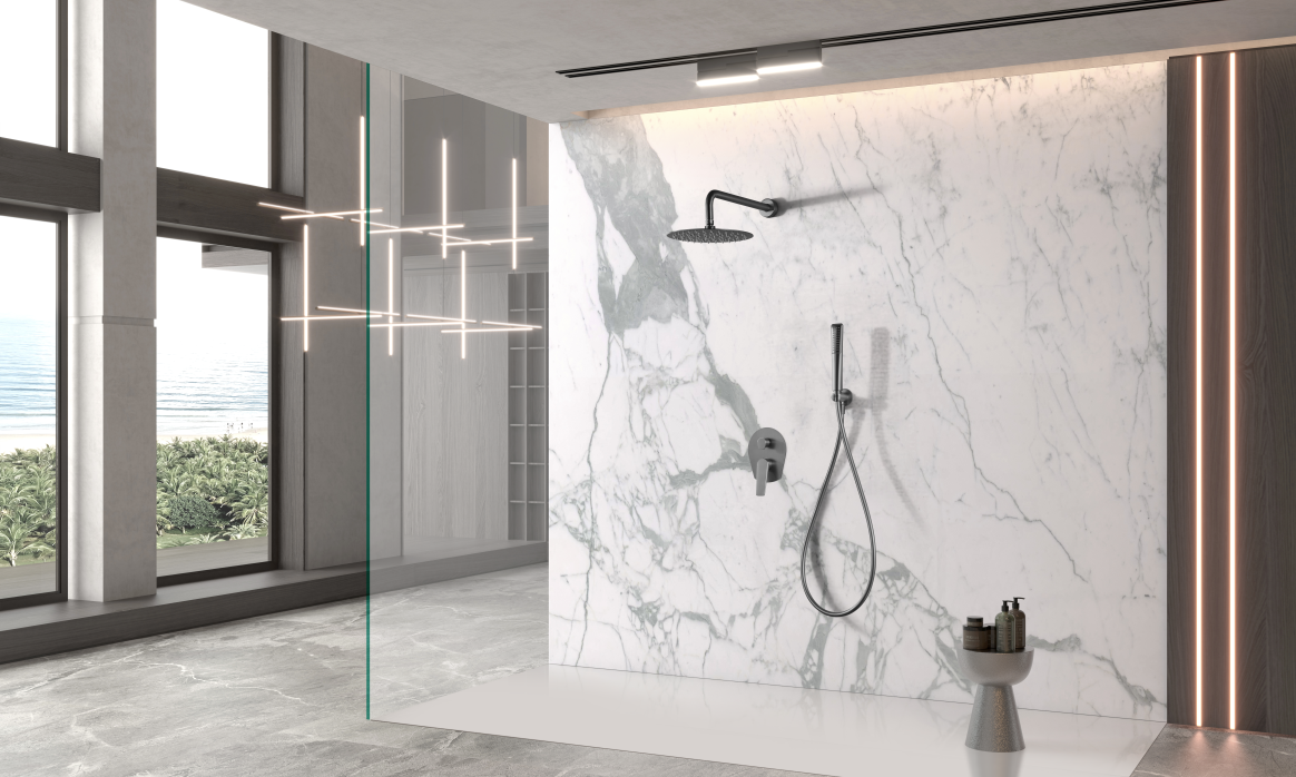 ENSEMBLE DE DOUCHE ENCASTRE BLACK GUN METAL GPD055/BGM