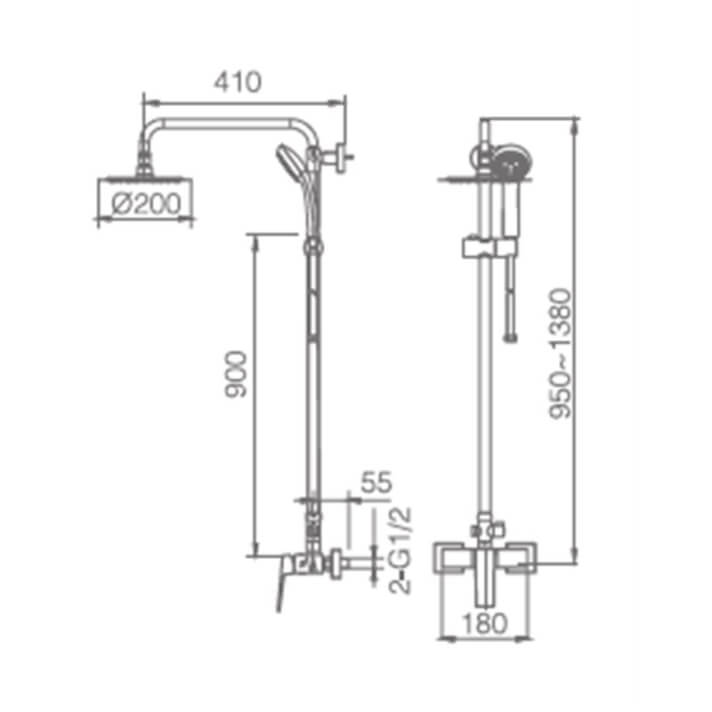 ENSEMBLE DE DOUCHE NOIR MAT BDAR025/NG