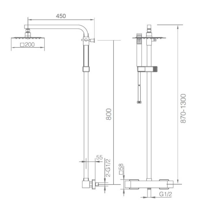 ENSEMBLE DE DOUCHE THERMOSTATIQUE NOIR MAT BTV013/NG