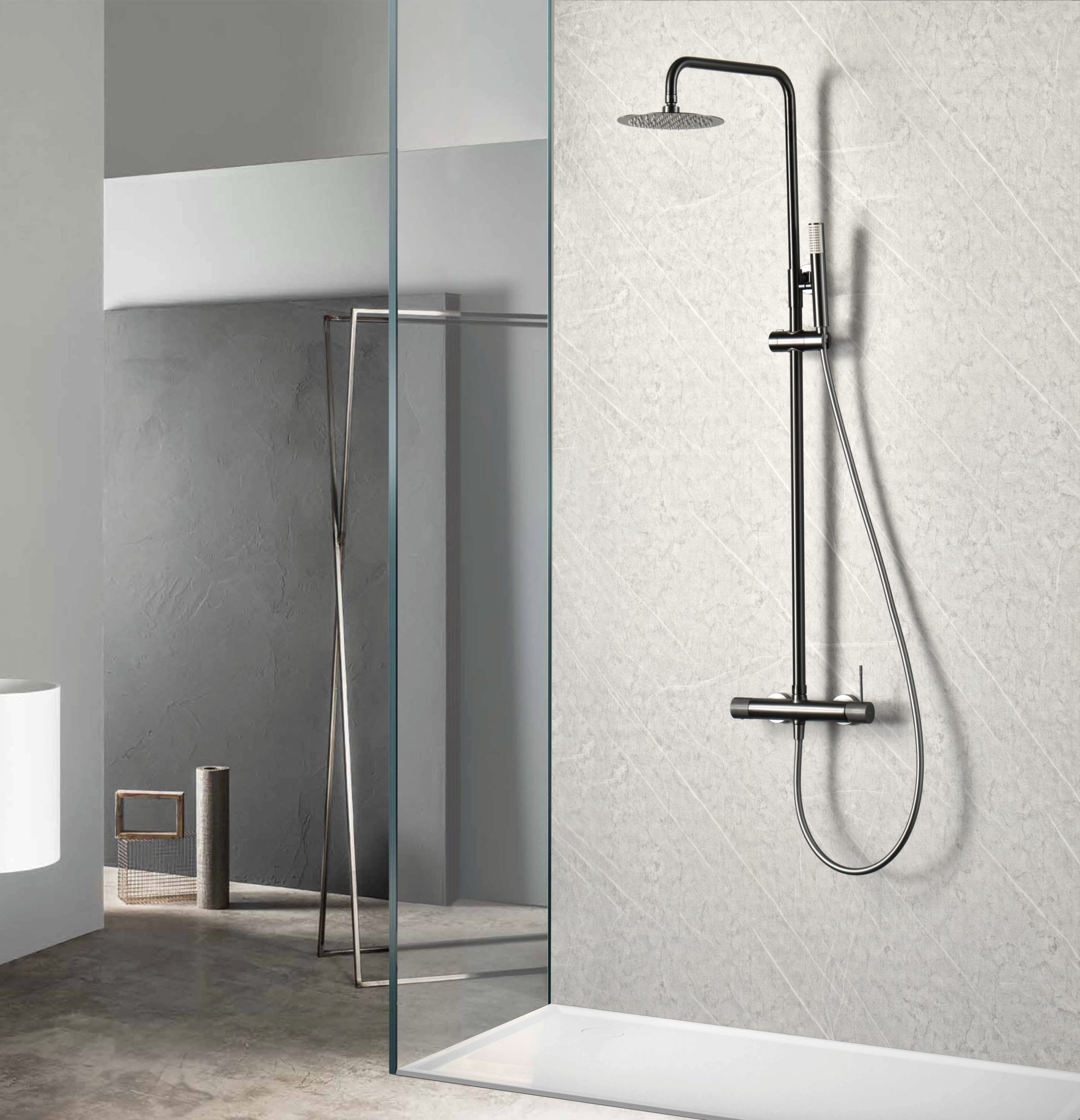 ENSEMBLE DE DOUCHE BLACK GUN METAL BDD038/BGM