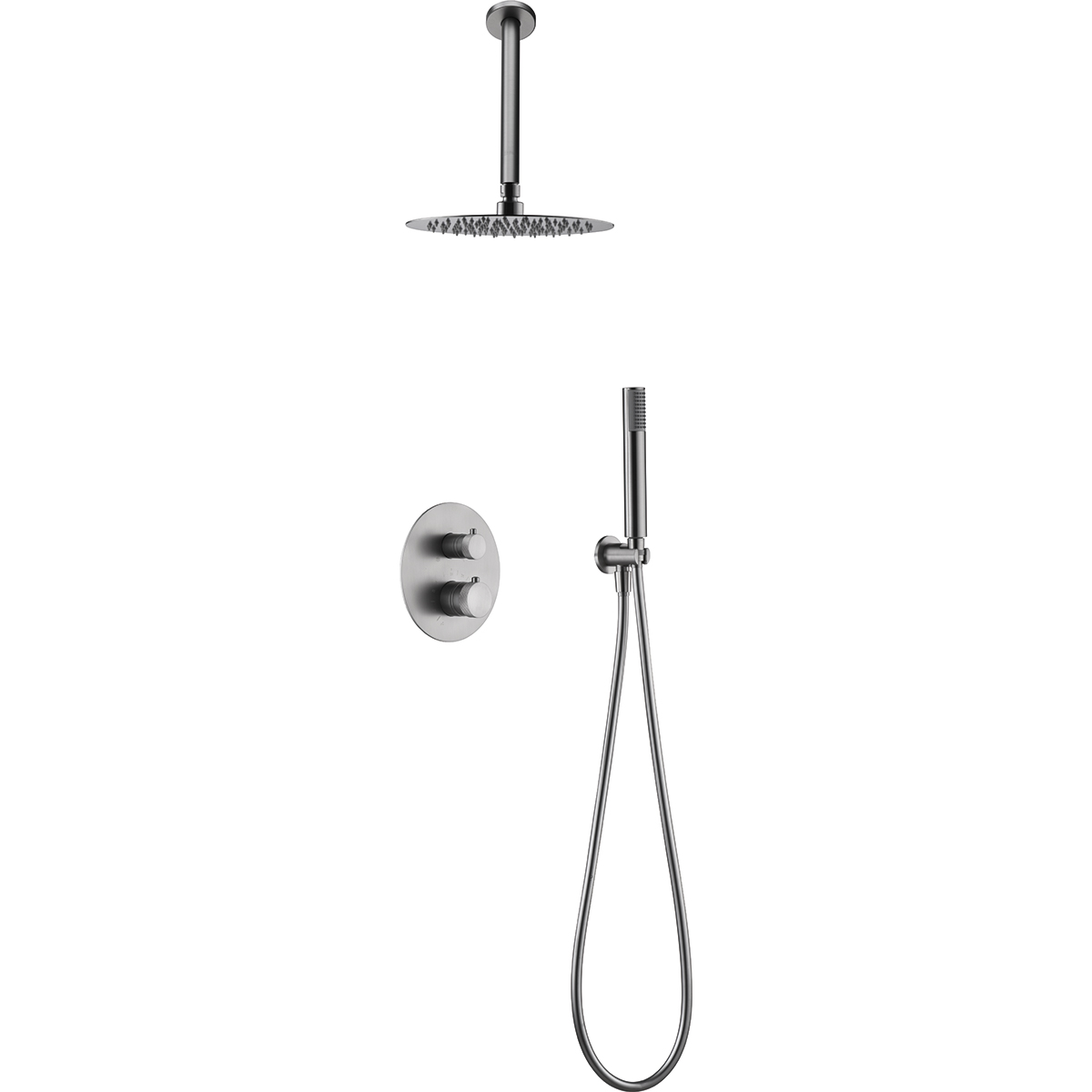 ENSEMBLE DE DOUCHE THERMOSTATIQUE ENCASTRE NICKEL BROSSE GTQ038/NQ