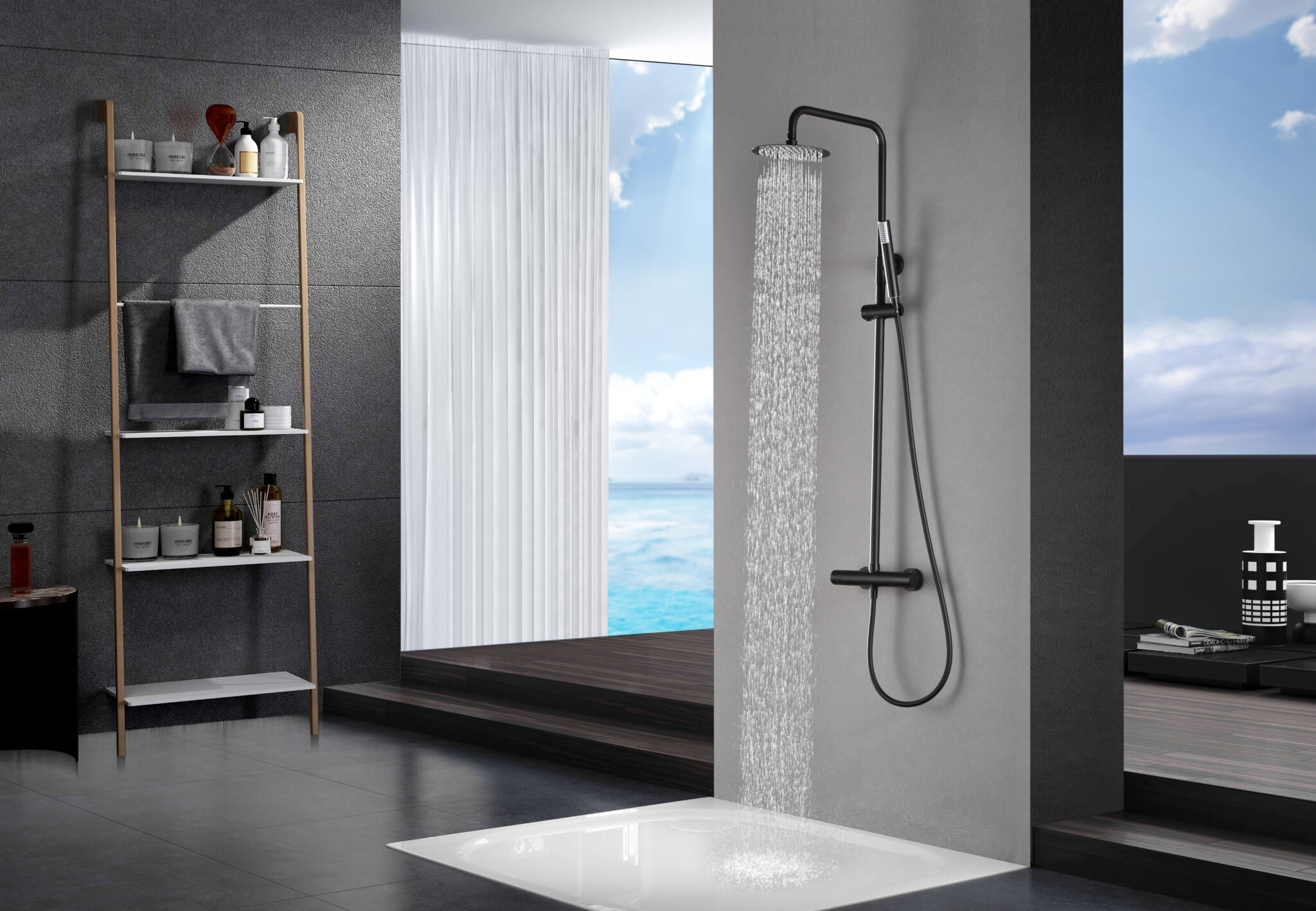 ENSEMBLE DE DOUCHE THERMOSTATIQUE NOIR MAT BTM039/NG