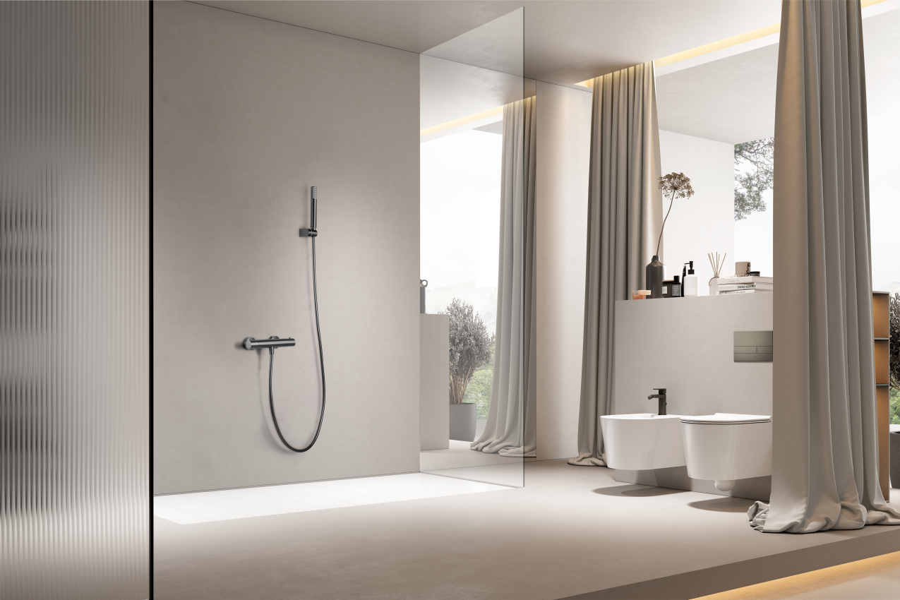 MITIGEUR DE DOUCHE THERMOSTATIQUE MONOCOMMANDE BLACK GUN METAL BTG053-5BGM