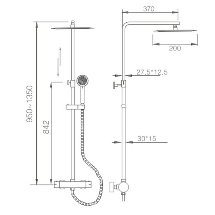 ENSEMBLE DE DOUCHE THERMOSTATIQUE CHROME BTP012