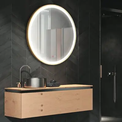 MIROIR PARIS ROND OR BROSSE