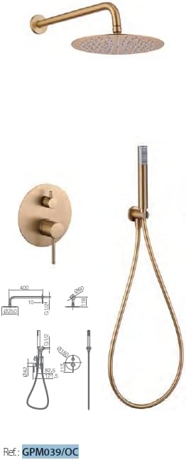 ENSEMBLE DE DOUCHE ENCASTRE OR BROSSE GPM039/OC
