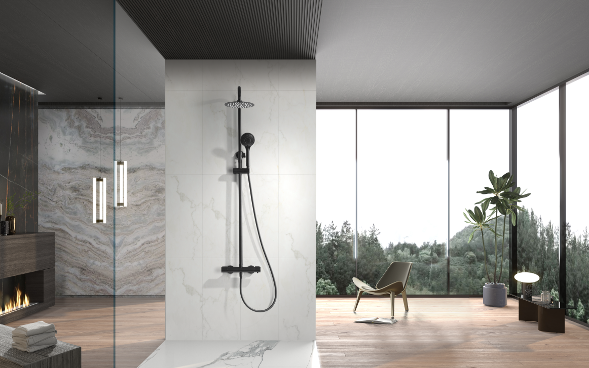 ENSEMBLE DE DOUCHE THERMOSTATIQUE NOIR MAT BTK017-ECO/NG