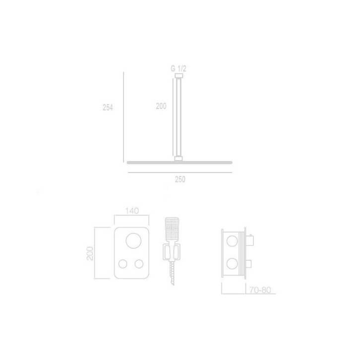 ENSEMBLE DE DOUCHE ENCASTRE CHROME GTP022
