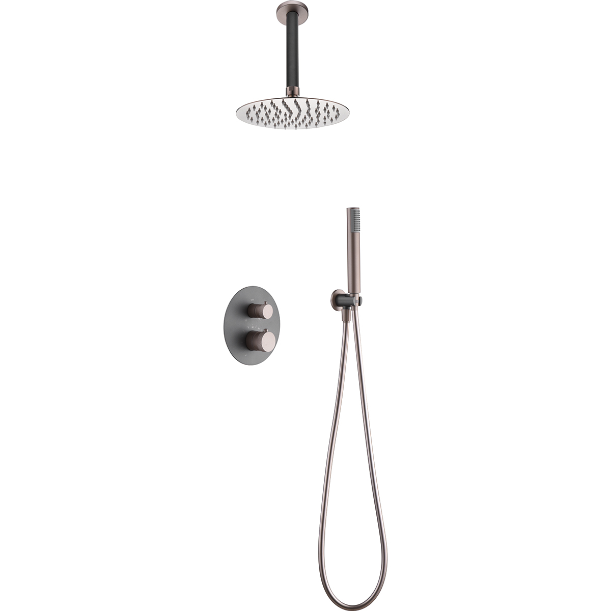 ENSEMBLE DE DOUCHE ENCASTRE THERMOSTATIQUE GRIS MAT / CHAMPAGNE GTQ038/GC